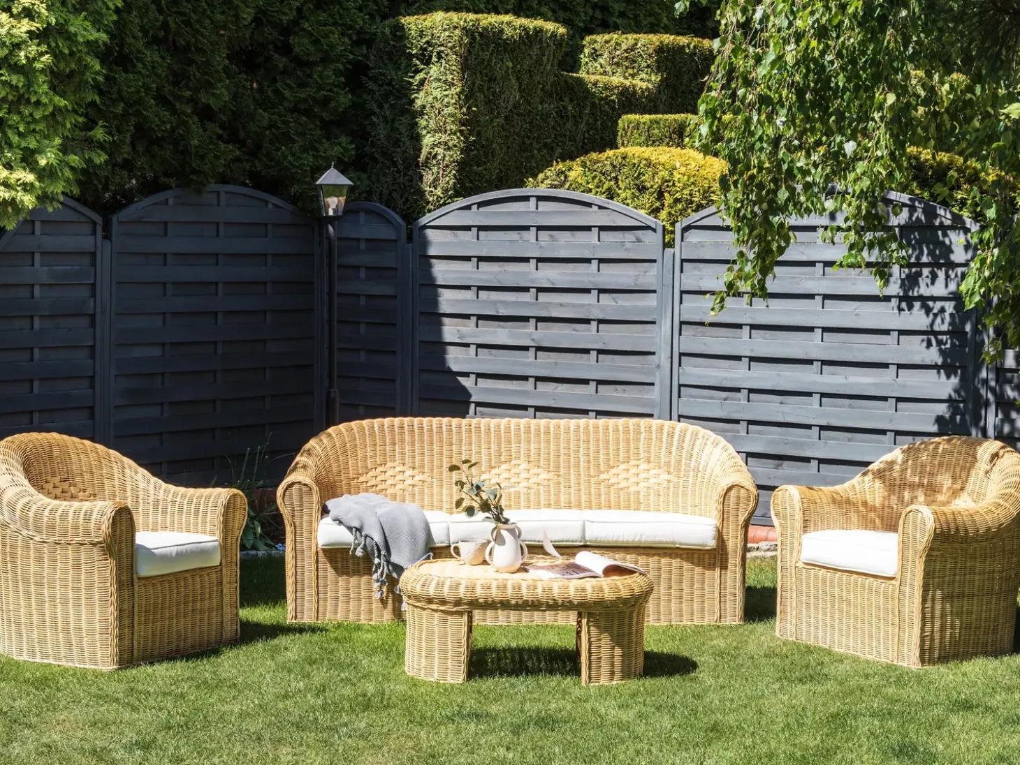LIVADEIA 5 personers Loungesæt med bord Naturlig Rattan