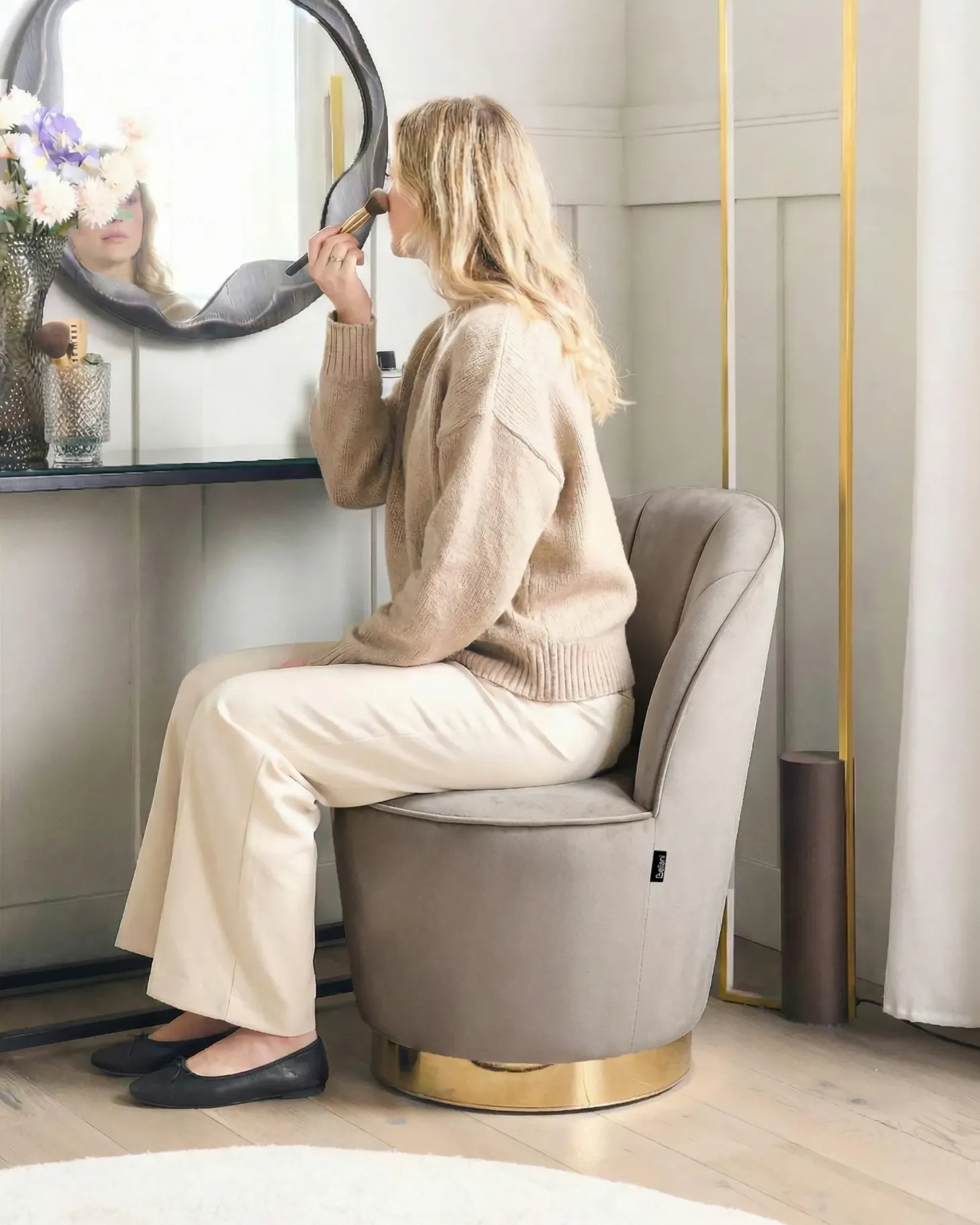 Lænestol ALBY Velour Lys Beige