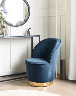 Lænestol ALBY Velour Mørkeblå