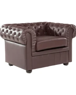 Lænestol CHESTERFIELD Ægte læder Brun