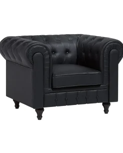 Lænestol CHESTERFIELD Kunstlæder Sort
