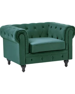 Lænestol CHESTERFIELD Velour Smaragdgrøn