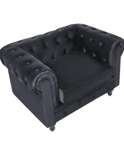 Lænestol CHESTERFIELD Velour Sort