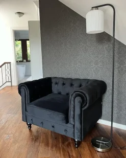 Lænestol CHESTERFIELD Velour Sort