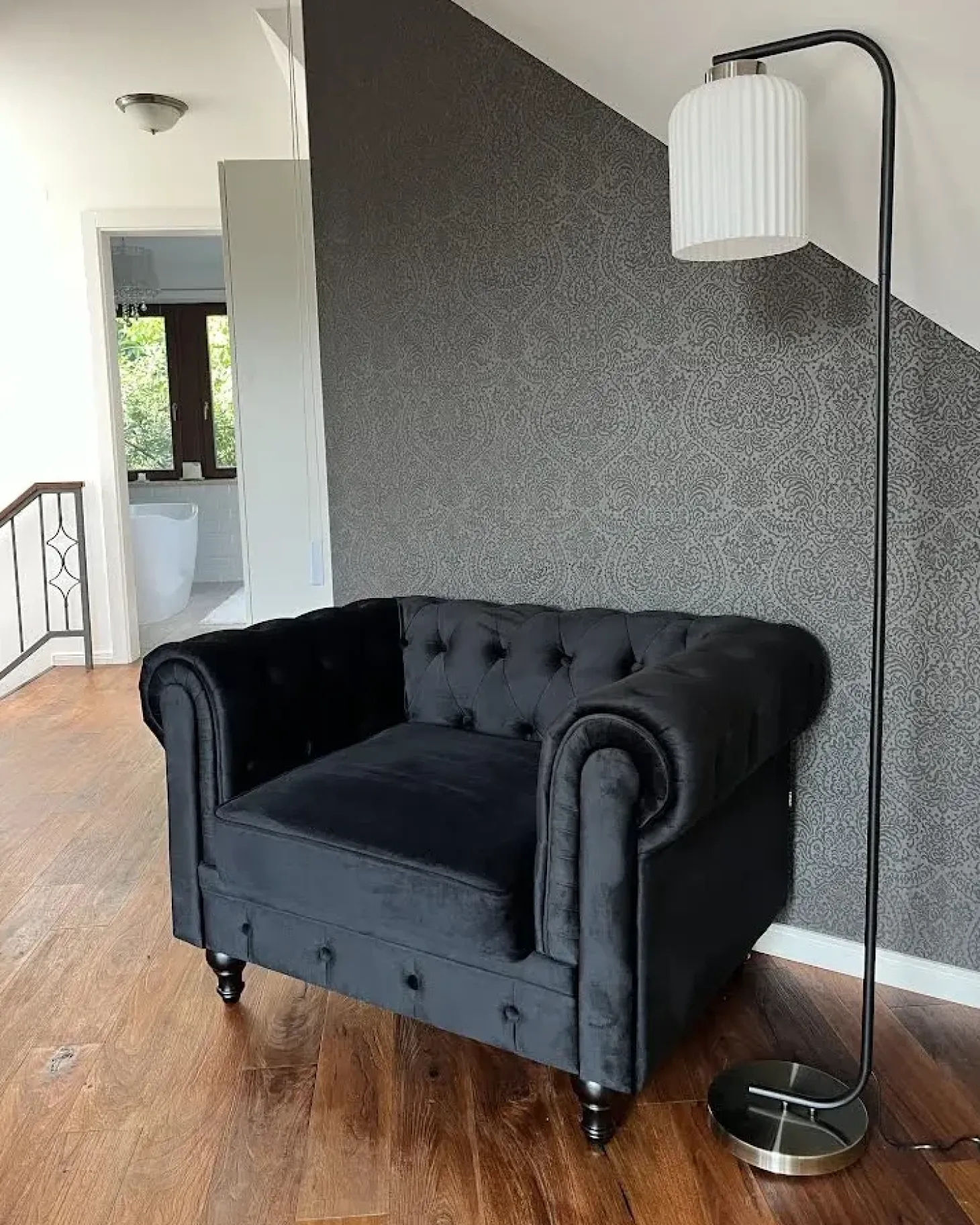 Lænestol CHESTERFIELD Velour Sort