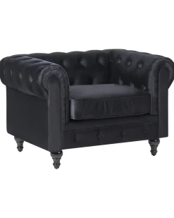 Lænestol CHESTERFIELD Velour Sort