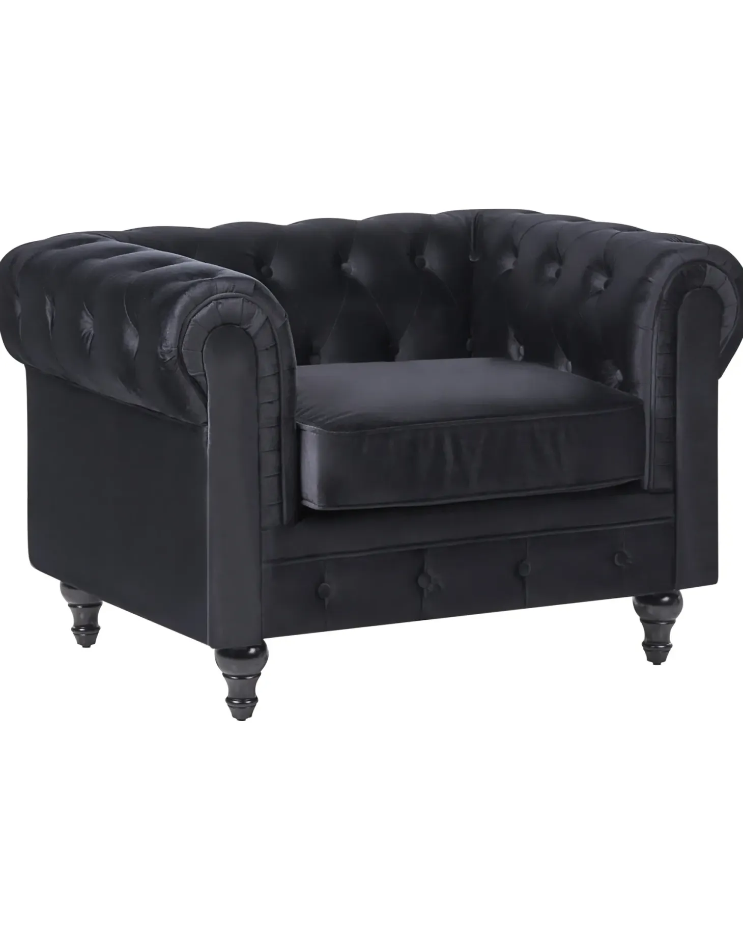 Lænestol CHESTERFIELD Velour Sort