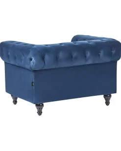 Lænestol CHESTERFIELD Velour Navy Blå