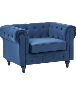 Lænestol CHESTERFIELD Velour Navy Blå