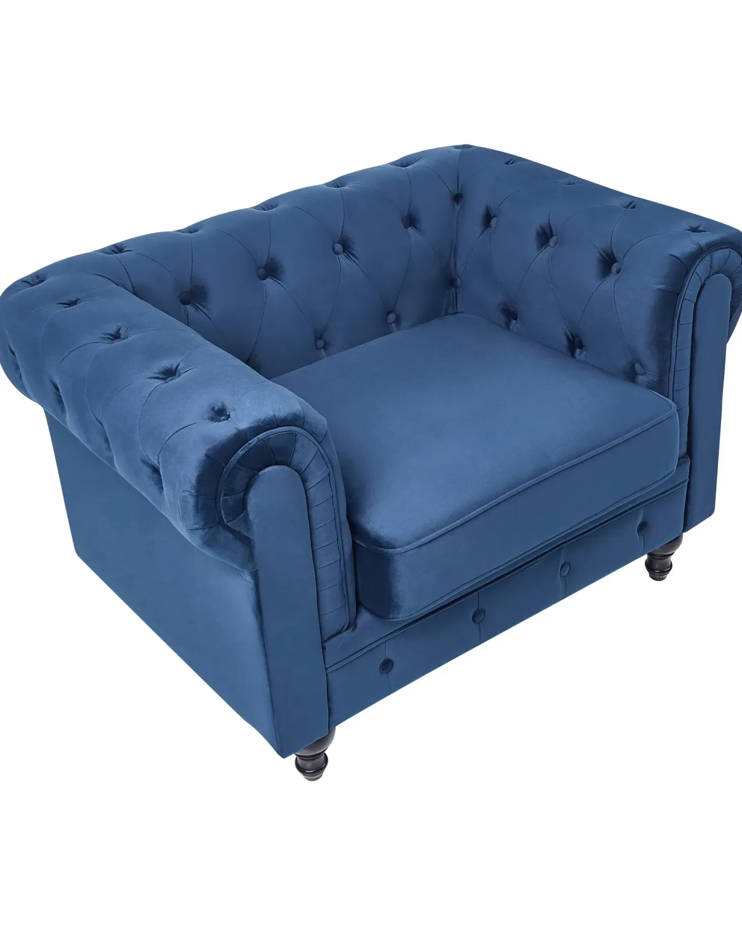 Lænestol CHESTERFIELD Velour Navy Blå
