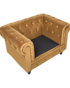 Lænestol CHESTERFIELD Velour Guld
