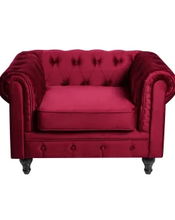 Lænestol CHESTERFIELD Velour Bordeaux