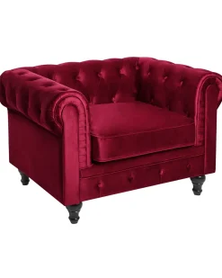 Lænestol CHESTERFIELD Velour Bordeaux