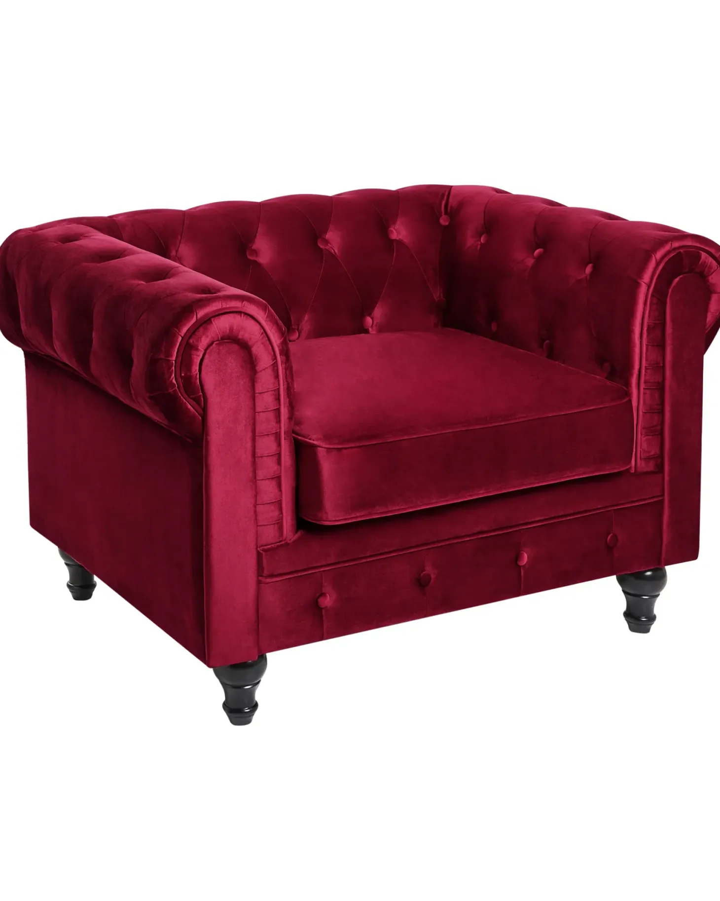 Lænestol CHESTERFIELD Velour Bordeaux
