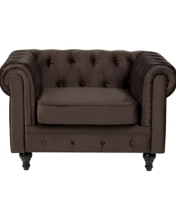 Lænestol CHESTERFIELD Velour Mørkebrun