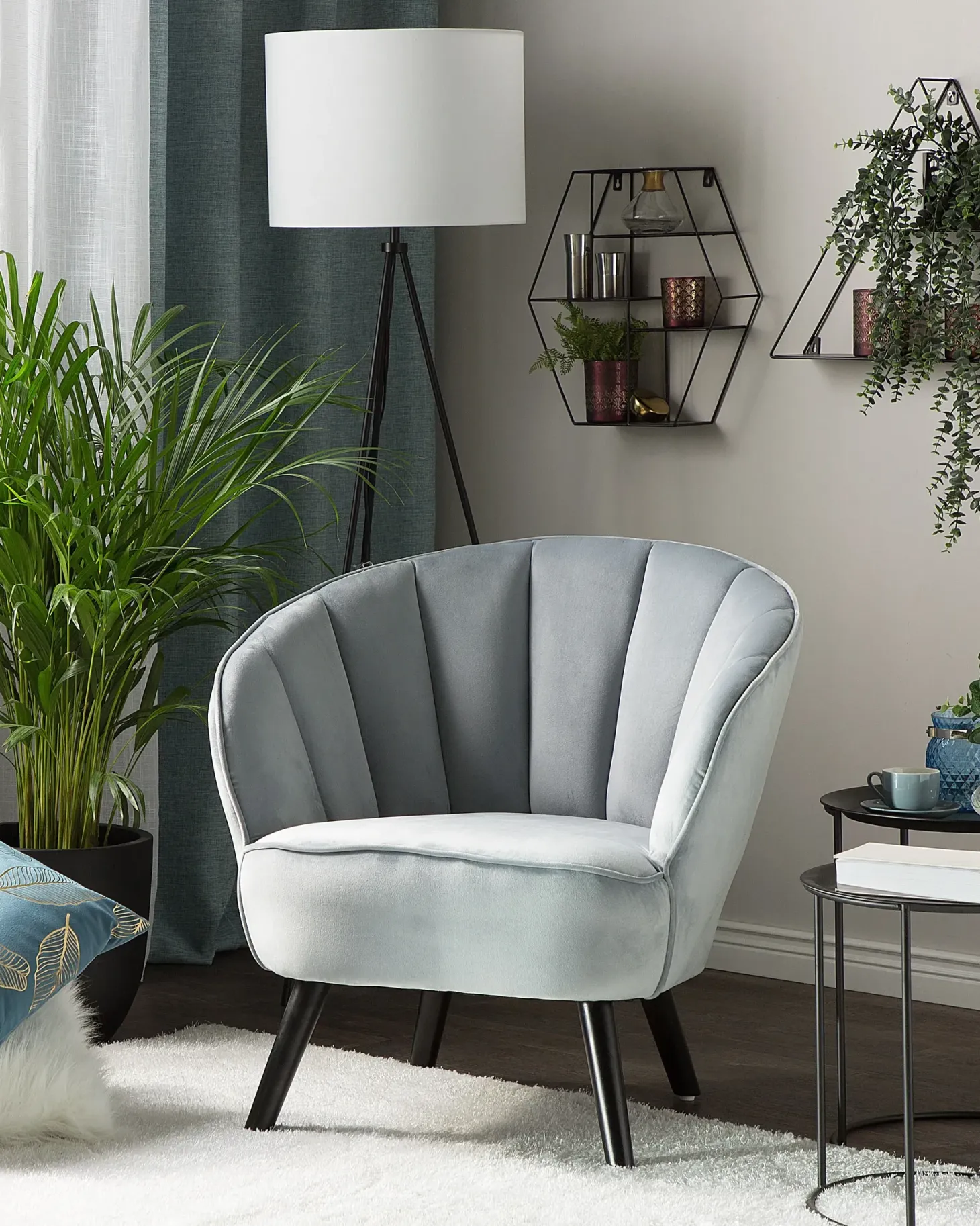 Lænestol DALA Velour Lysegrå