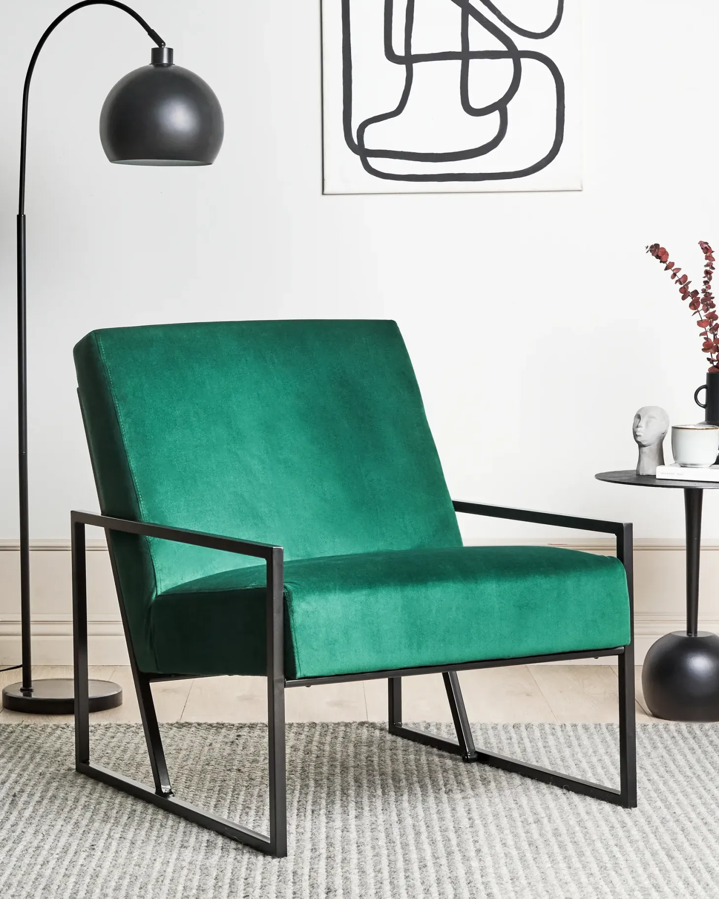 Lænestol DELARY Velour Smaragdgrøn