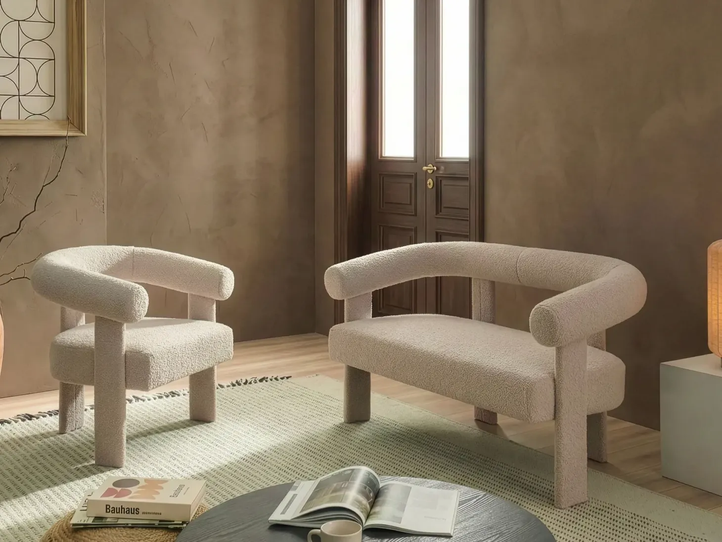 Lænestol ILBRO Boucle Lys Beige