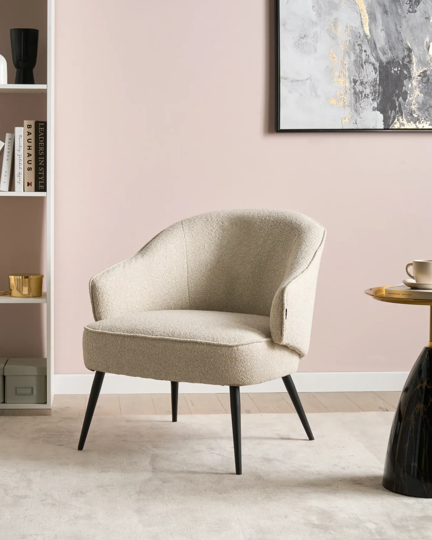 Lænestol KAYLA Boucle Lys Beige