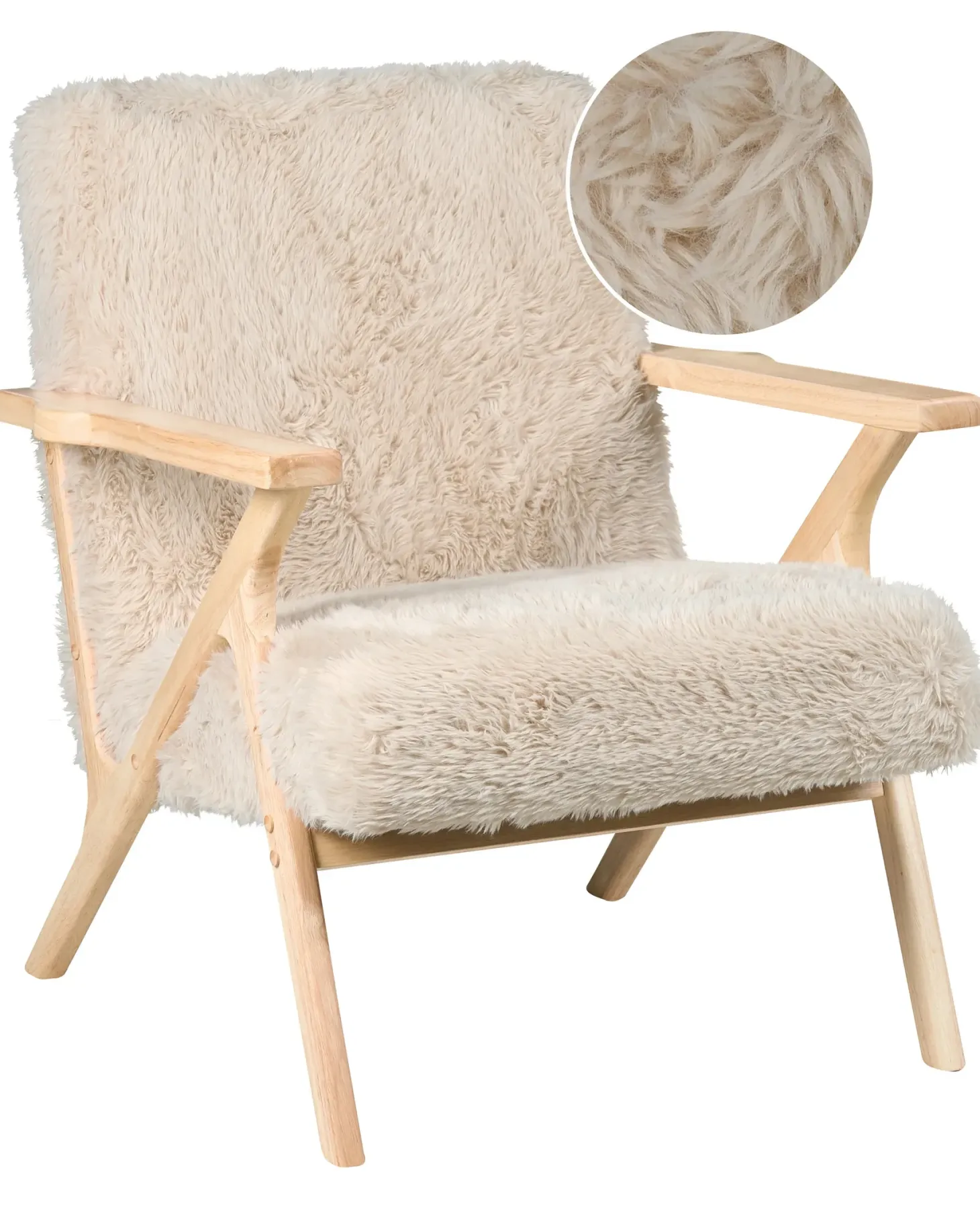 Lænestol KISA Kunstig pels Lys Beige