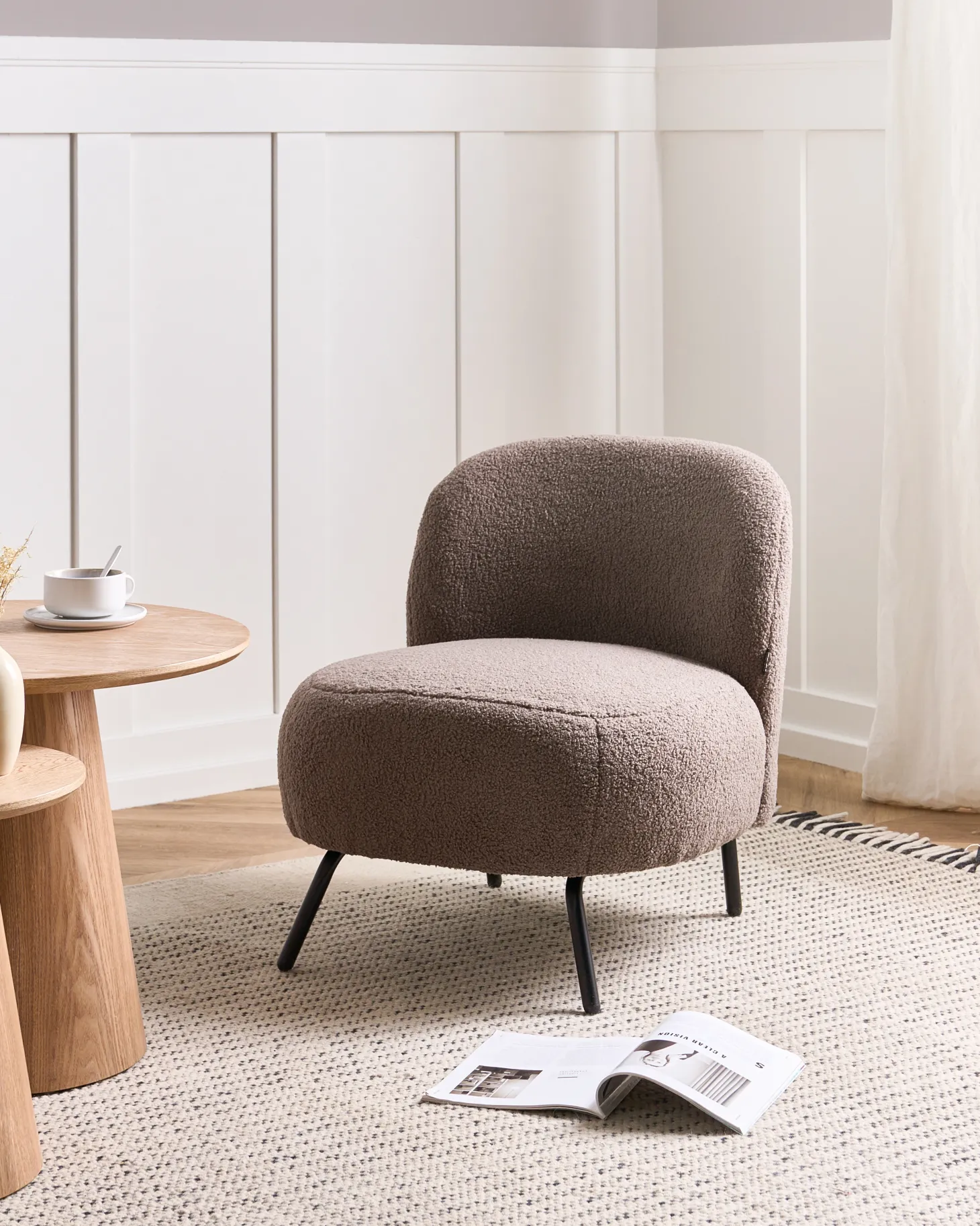 Lænestol KUMLA Boucle Brungrå