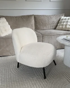 Lænestol KUMLA Boucle Cremehvid