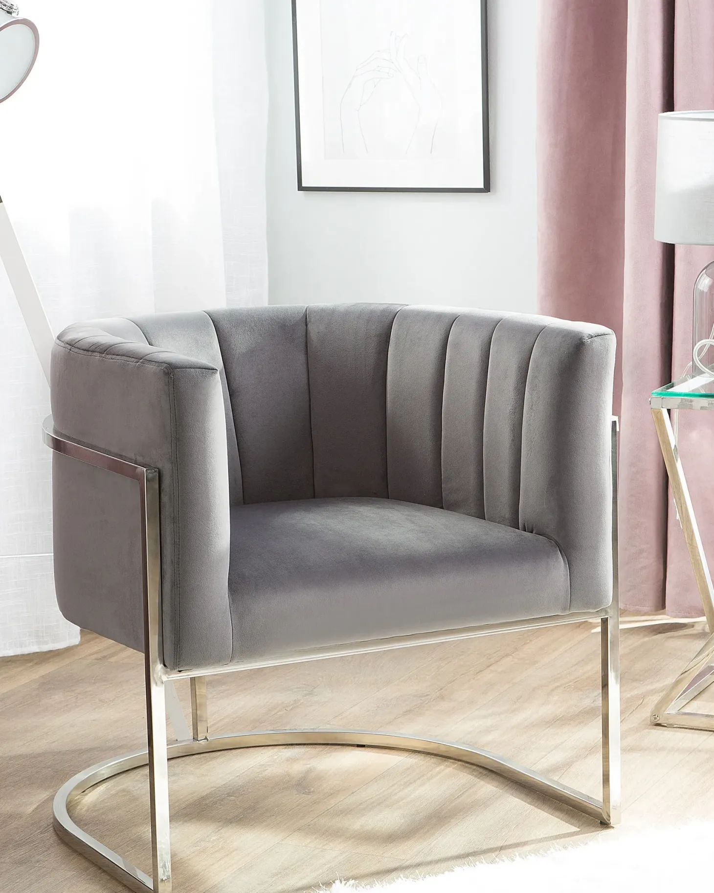 Lænestol LARVIK Velour Grå