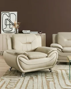 Lænestol LEIRA Kunstlæder Beige