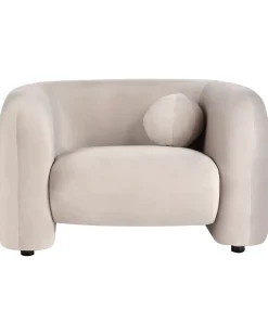 Lænestol LEIREN Velour Brungrå