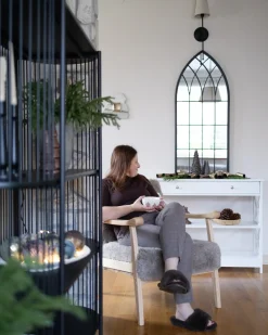 Lænestol LEKNES Kunstig pels Brungrå