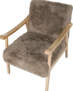 Lænestol LEKNES Kunstig pels Brungrå