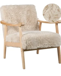 Lænestol LEKNES Kunstig pels Lys Beige
