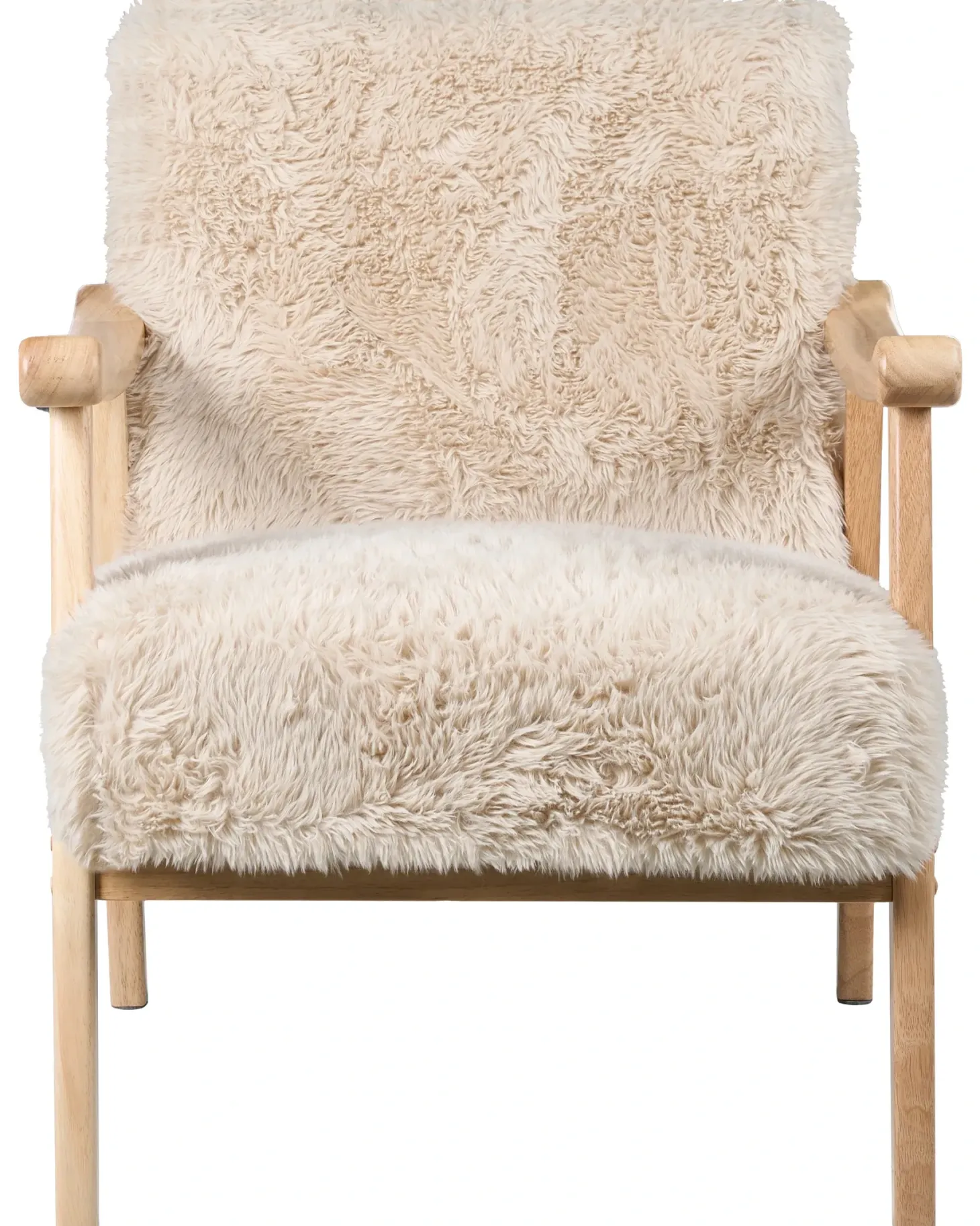 Lænestol LEKNES Kunstig pels Lys Beige