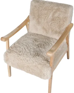 Lænestol LEKNES Kunstig pels Lys Beige