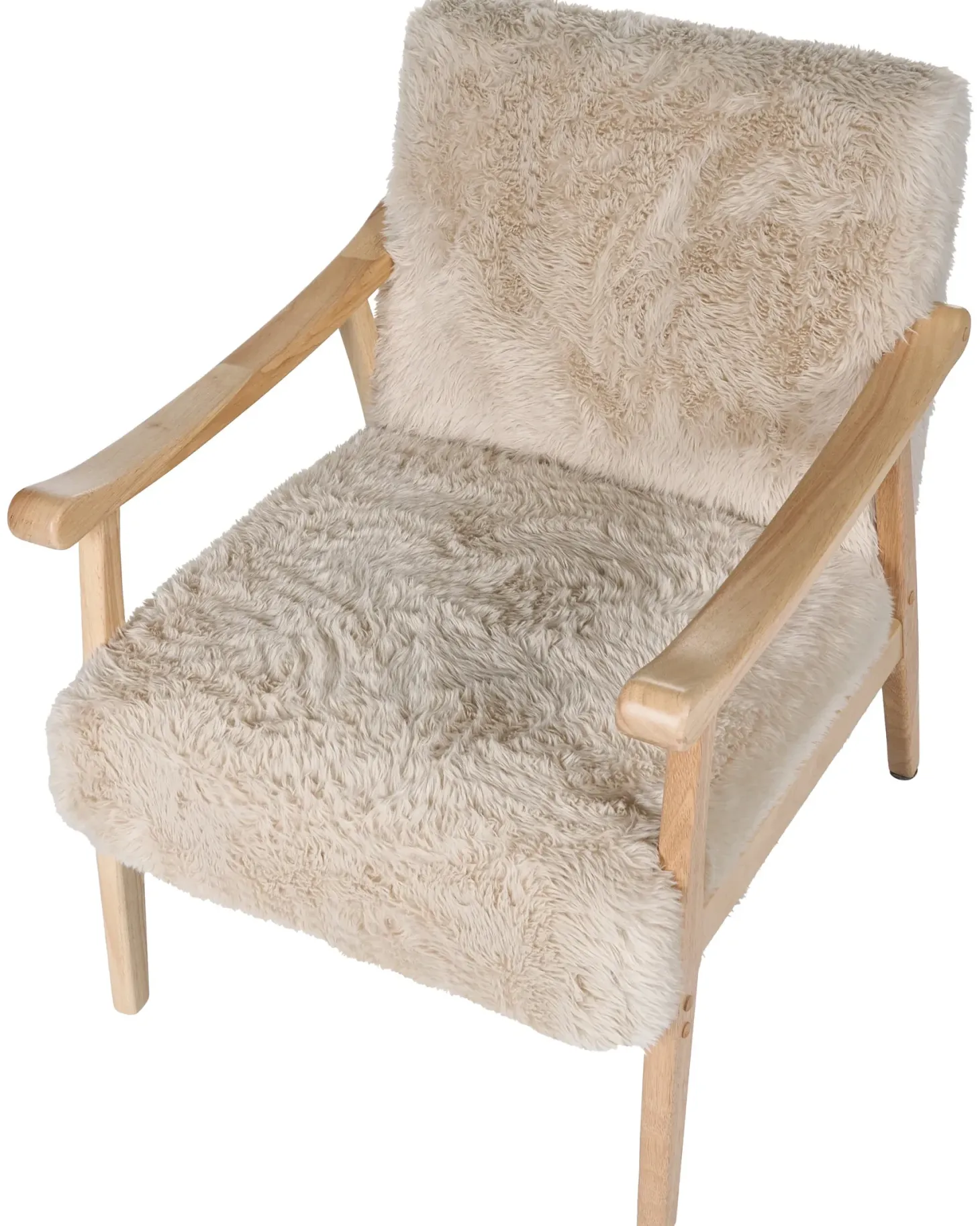 Lænestol LEKNES Kunstig pels Lys Beige
