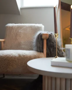 Lænestol LEKNES Kunstig pels Lys Beige