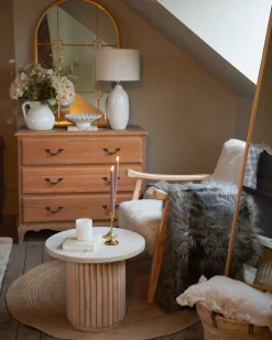 Lænestol LEKNES Kunstig pels Lys Beige