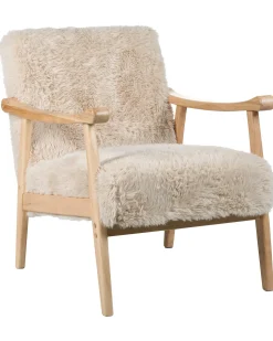Lænestol LEKNES Kunstig pels Lys Beige