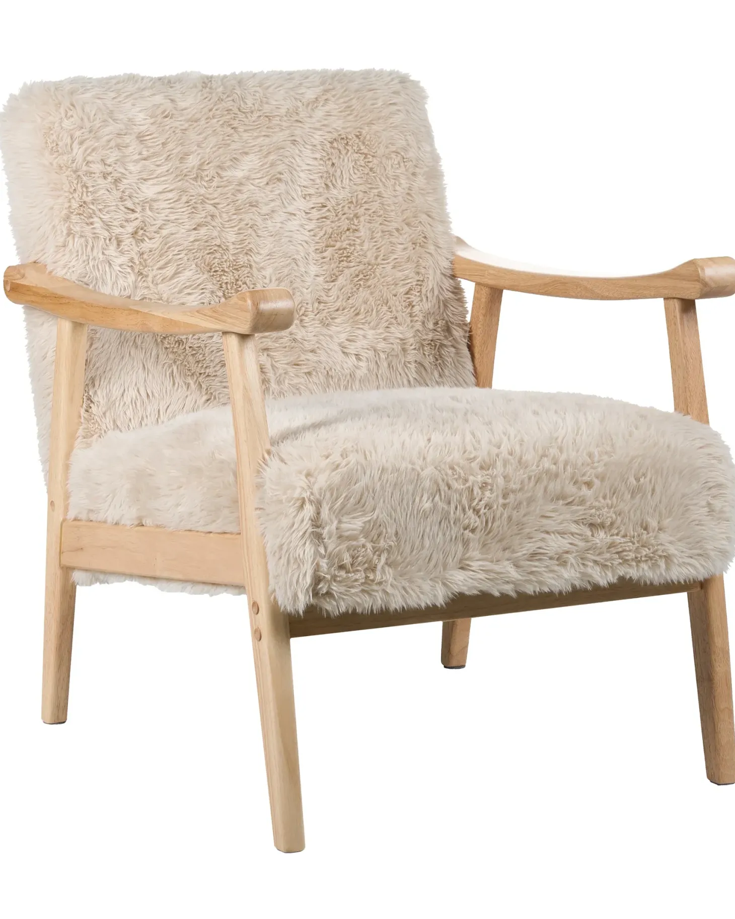 Lænestol LEKNES Kunstig pels Lys Beige