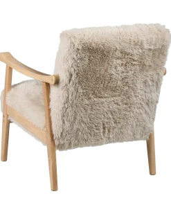 Lænestol LEKNES Kunstig pels Lys Beige