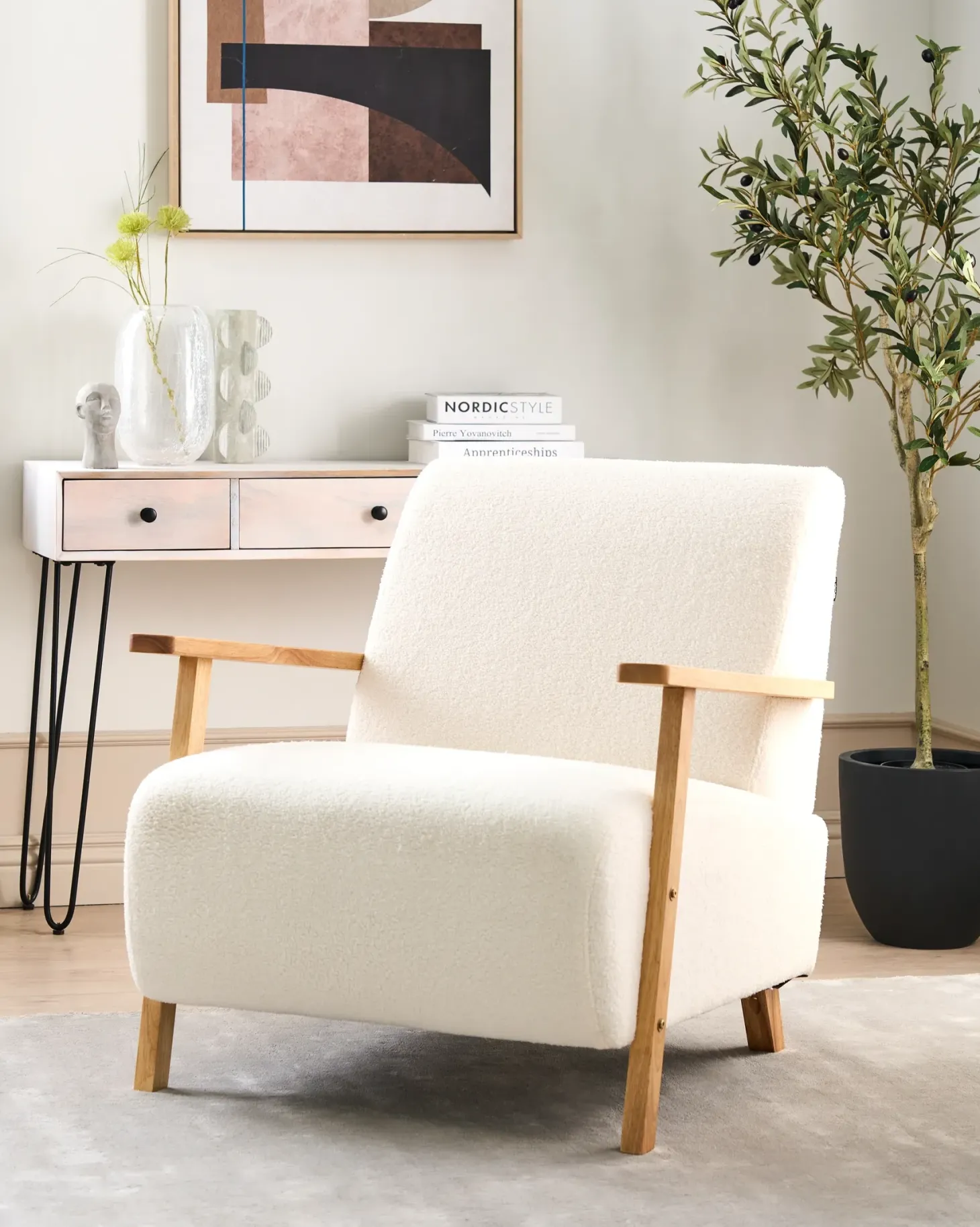 Lænestol LESJA Boucle Lys Beige