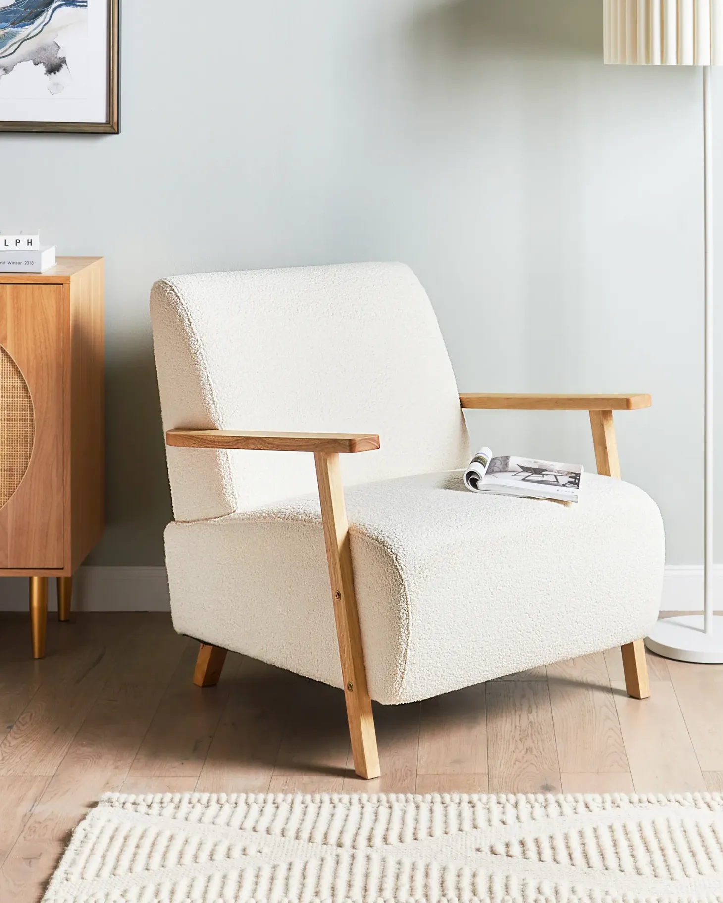 Lænestol LESJA Boucle Lys Beige