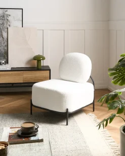 Lænestol LUNDE Boucle Hvid