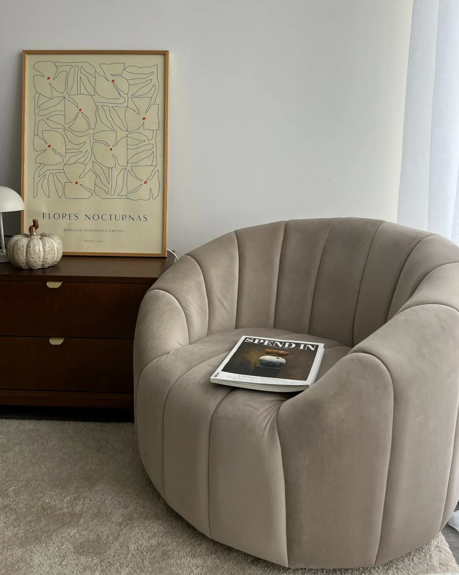 Lænestol MALUNG Velour Beige