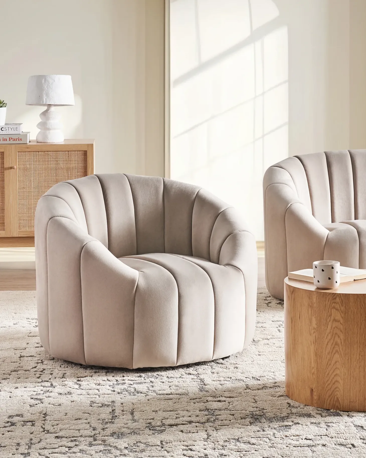 Lænestol MALUNG Velour Beige