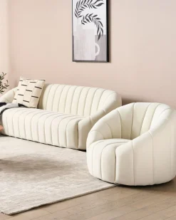 Lænestol MALUNG Velour Cremehvid