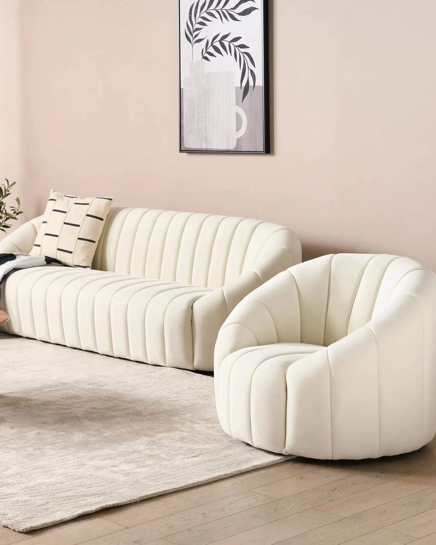 Lænestol MALUNG Velour Cremehvid