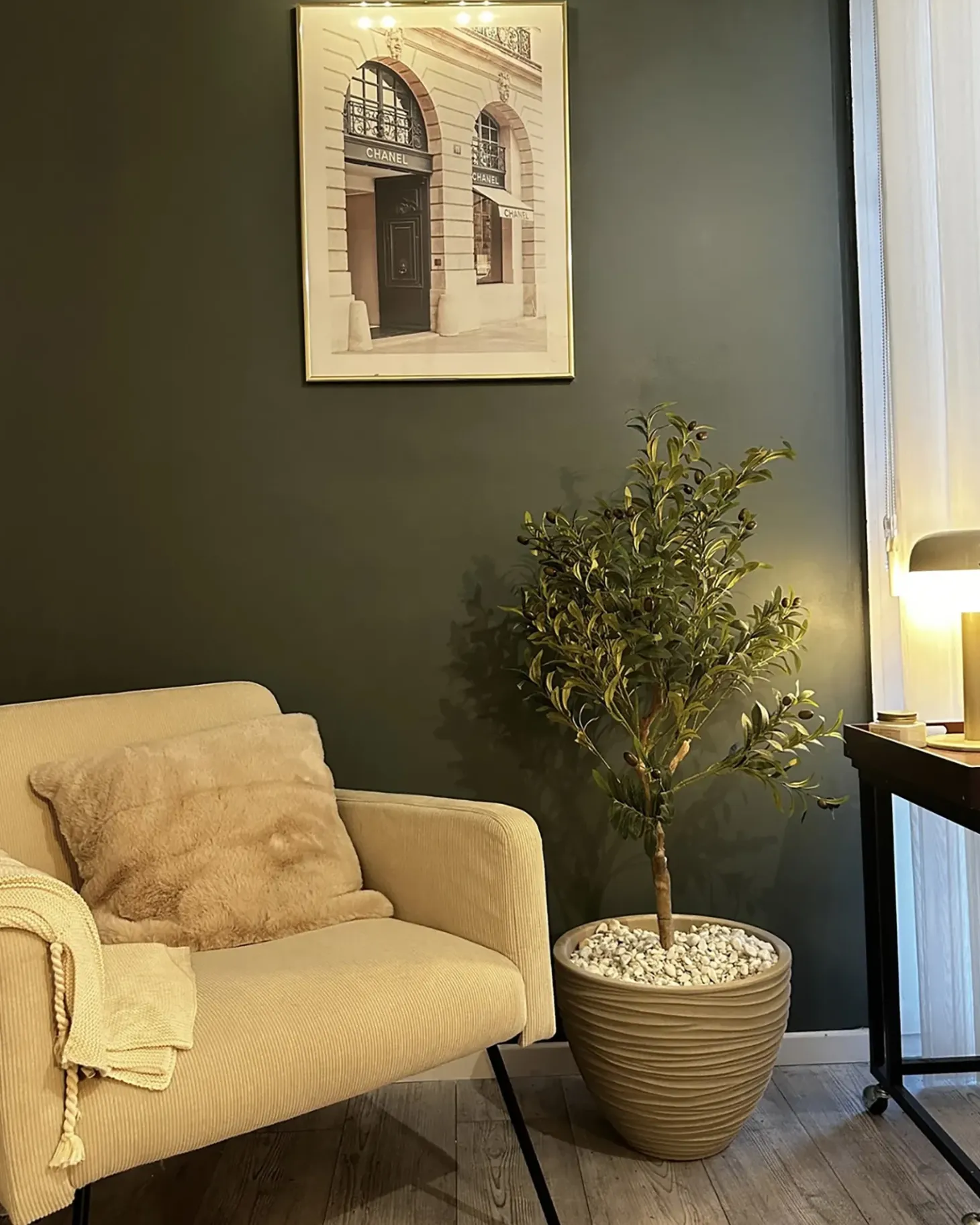 Lænestol NARKEN Fløjl Lys Beige