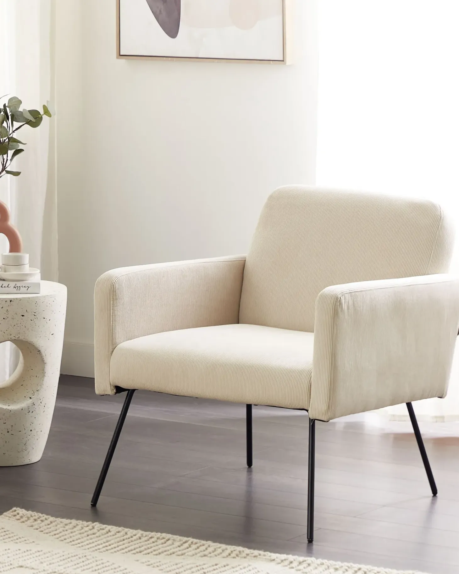 Lænestol NARKEN Fløjl Lys Beige