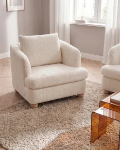 Lænestol RATTVIK Boucle Cremehvid